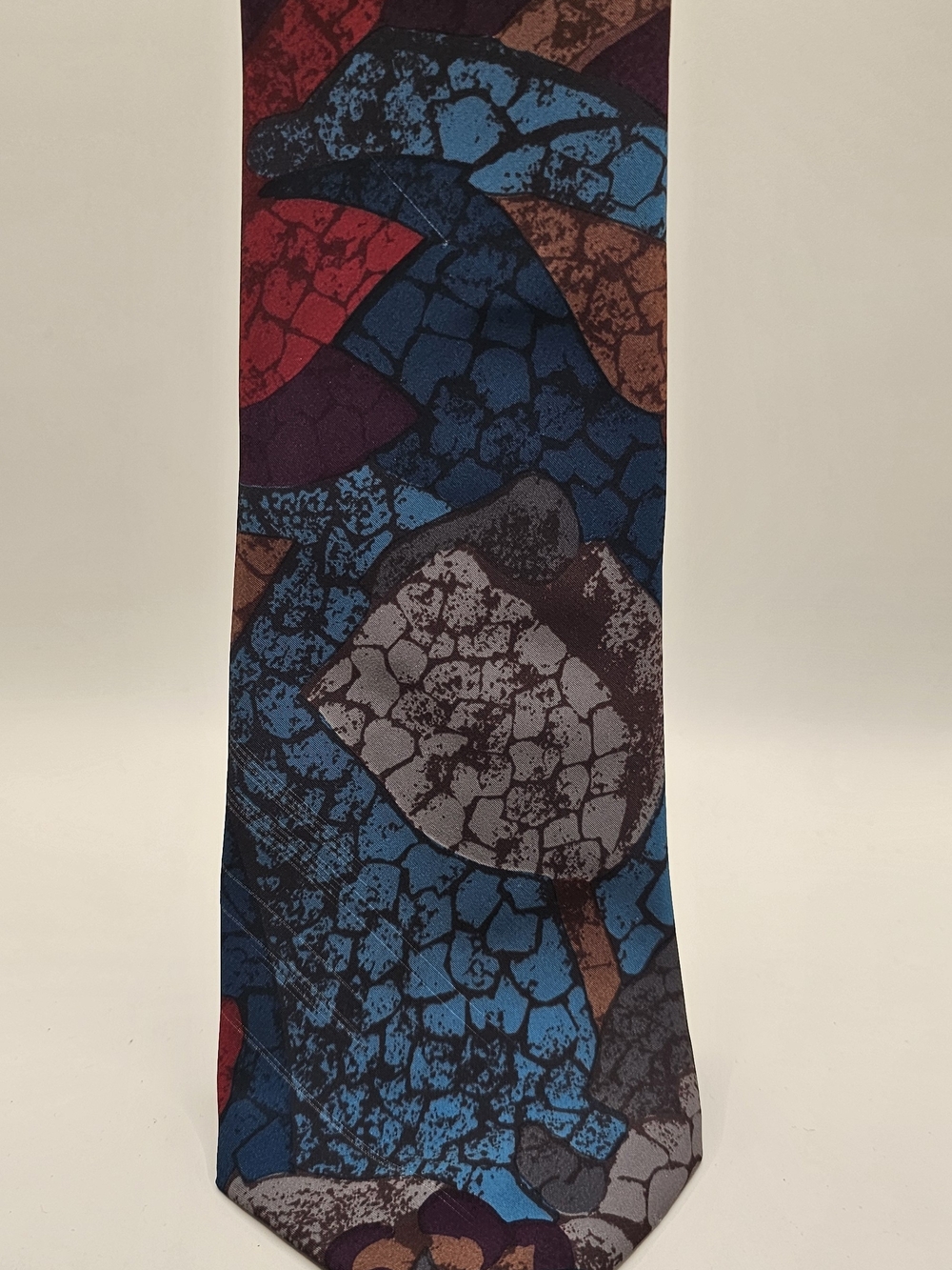 Geoffrey Beene Multicolor Abstract Silk Tie - Blue, Red, Brown, Purple